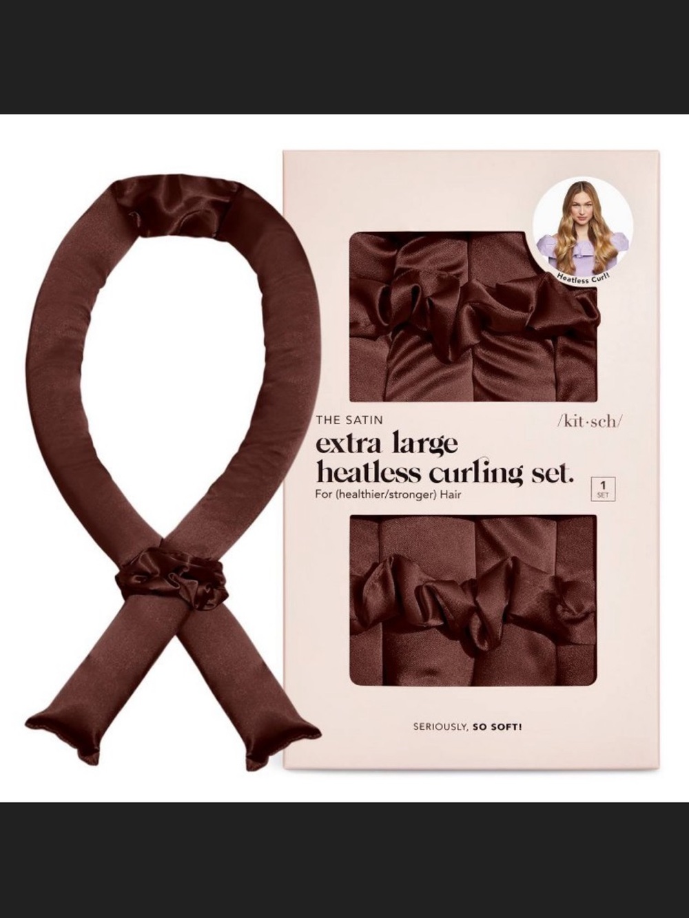 Kitsch XL Satin Heatless Curling Set - •Chocolate•